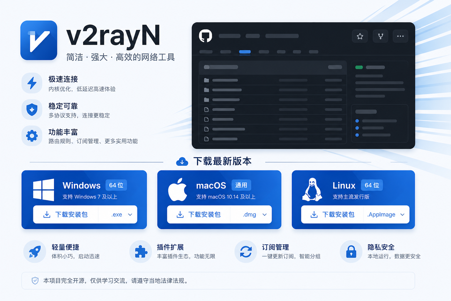 V2RayN客户端官网Windows版本下载页面主图